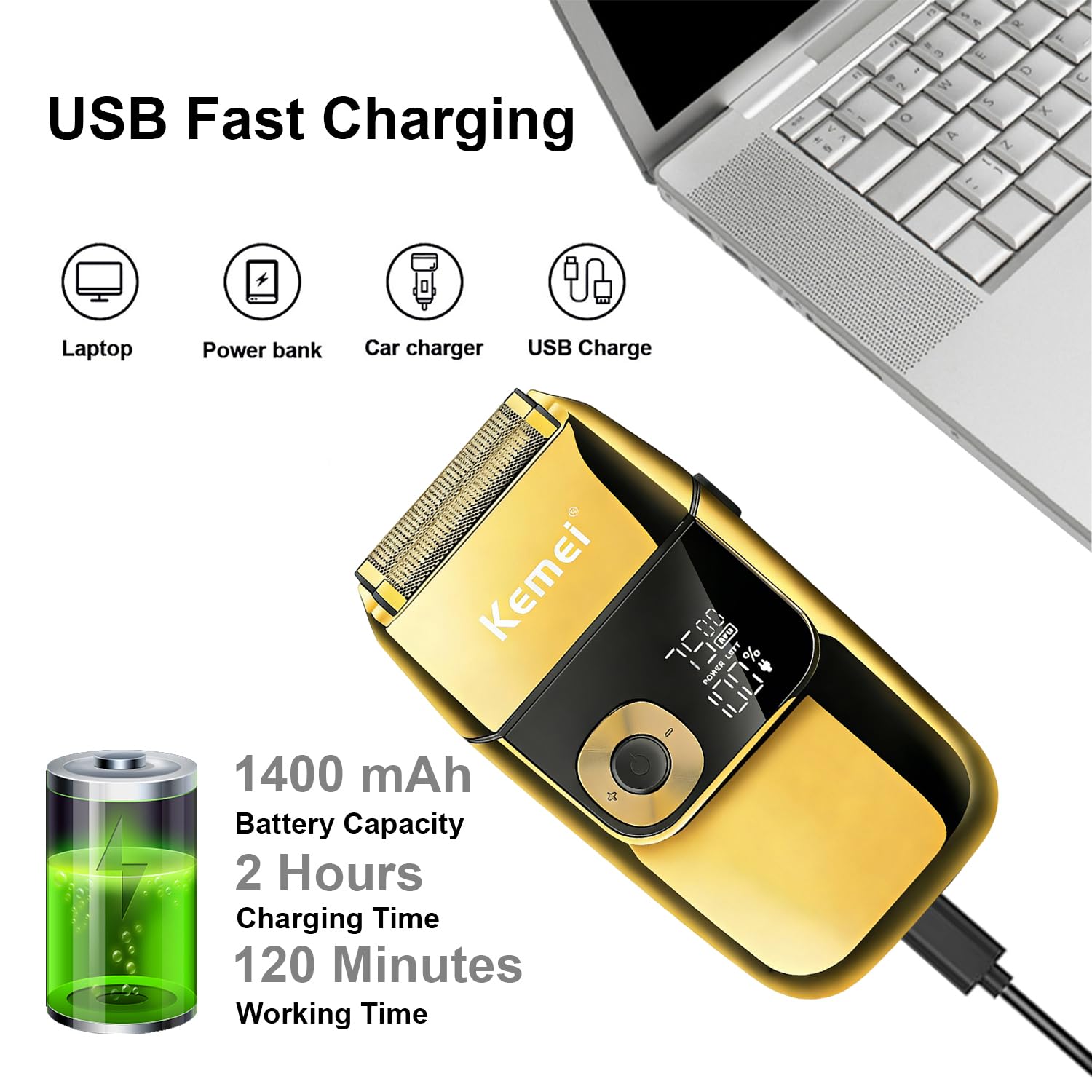 Amazon.com: KEMEI Electric Razors for Men, LCD Display Cordless